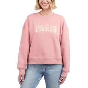 Elle Sport Women's L Paris Dusty Rose Sweatshirt Graphic Crewneck Pullover M0803